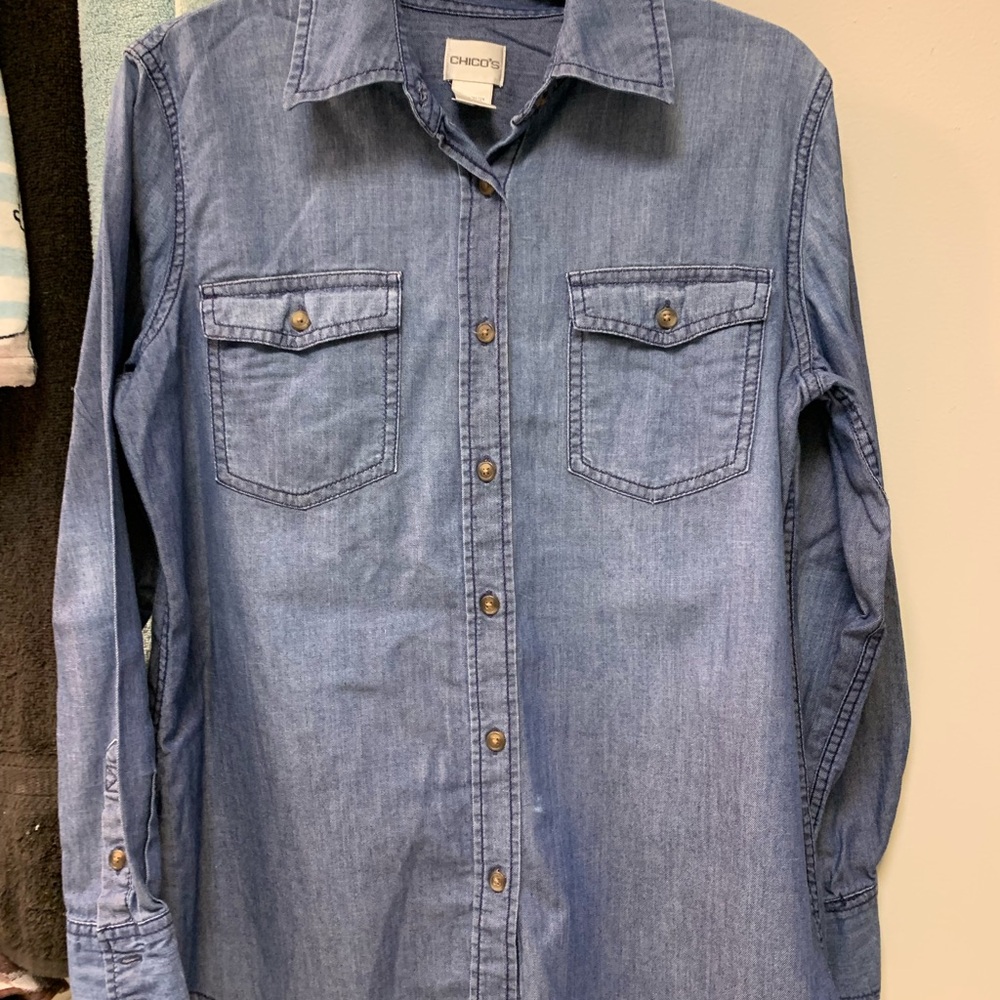 Chico’s Denim Button Up Shirt  - Size 1 - Chico's Small - GUC